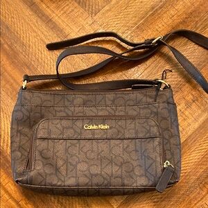 Calvin Klein Dark Brown Monogram Crossbody Bag